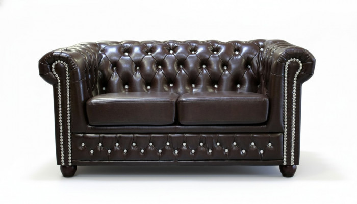 Klassesch Edel Zweesëtzer Chesterfield Miwwel Canapé Textil Sofa Design Braun