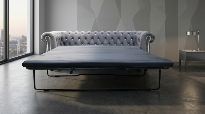 Chesterfield 3-Sëtzer Bettfunktion Canapé Canapé Garnitur Polster Couchen Schlof