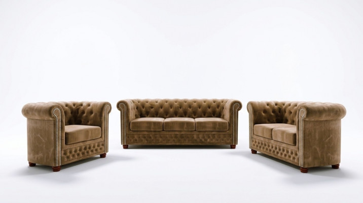 Chesterfield Sofa Garnitur 3+2 Sëtz Sofa Sëtz Couch Polster Garnitur Couchen