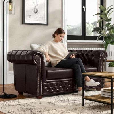 Design Canapé Zweisëtzer Couch Chesterfield Polster Set Garnitur Lieder Textil Nei