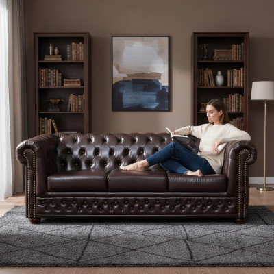 Dräisëtzer Canapé Polstersdesign Sofa 3-Sëtz Couche Salonszëmmer Brong Luxus
