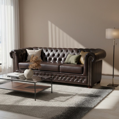 Dräisëtzer Canapé Polstersdesign Sofa 3-Sëtz Couche Salonszëmmer Brong Luxus