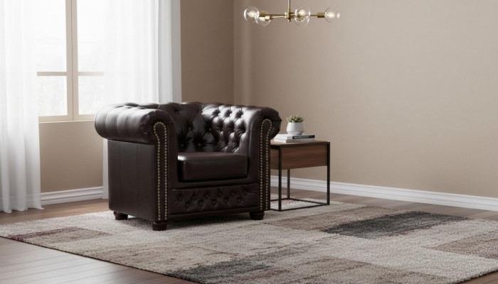 Chesterfield Fotell Télévisiouns-Couch 1-Sëtz Sofa Textil Lieder Couchemiwwel Polsterung