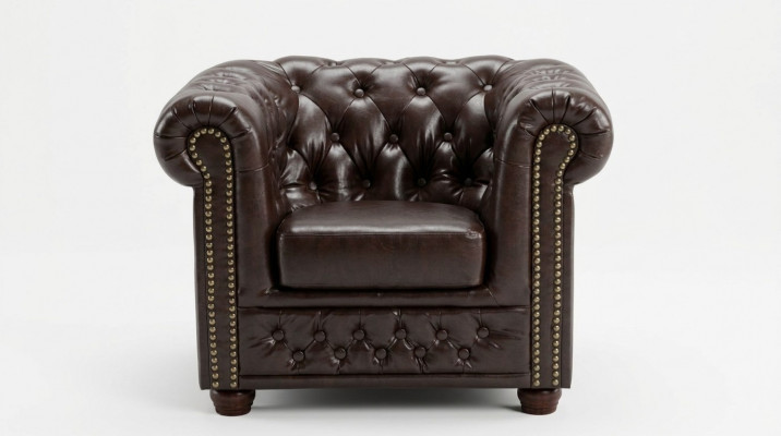 Chesterfield Fotell Télévisiouns-Couch 1-Sëtz Sofa Textil Lieder Couchemiwwel Polsterung