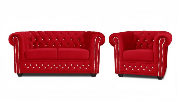 Sofagarnitur 2+1 Sëtzer Sofaen Couch Polster Blo Klassesch Couchen Garnitur