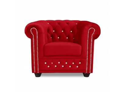 Sëtz Design Polster Modern Textil Stoff Rout Fernseh 1 Sëtzer Chesterfield Nei