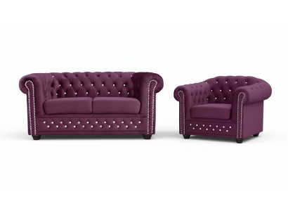 Chesterfield Sofagarnitur 2+1 Sëtzer Design Couch Sofa Garnitur Set Nei