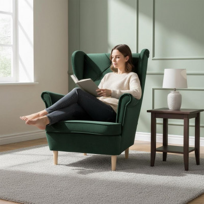Chesterfield Sëtz Fernseh Couch 1 Sëtz Sofa Stoff Textil Ohrensessel