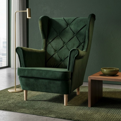 Chesterfield Sëtz Fernseh Couch 1 Sëtz Sofa Stoff Textil Ohrensessel