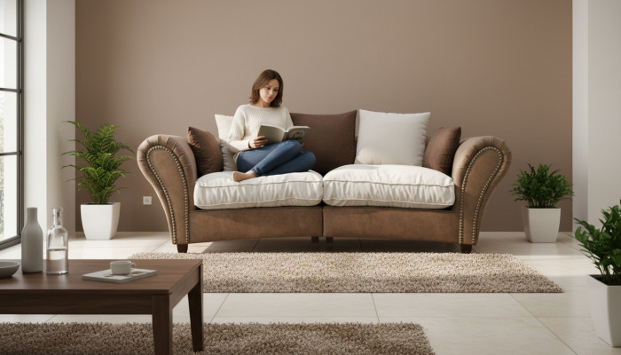 Sofa 4 Sëtzer Stoffsofa Luxus Couch Couchen grouss Polster Lümmel 265cm