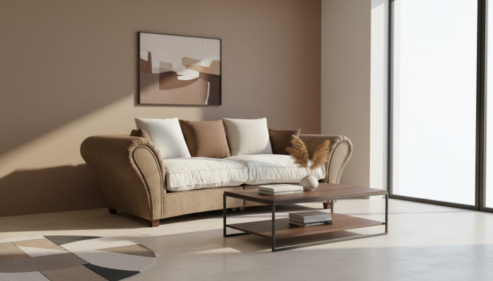 Sofa 4 Sëtzer Stoffsofa Luxus Couch Couchen grouss Polster Lümmel 265cm