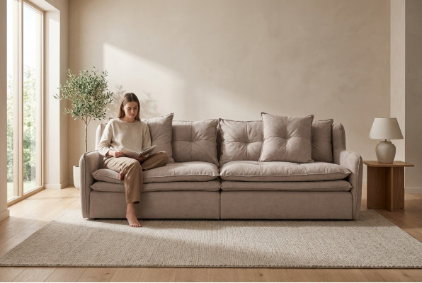 Lümmel Sofa 4 Sëtz Stoffsofa Luxus Canapé Canapéë grouss Polster 265cm