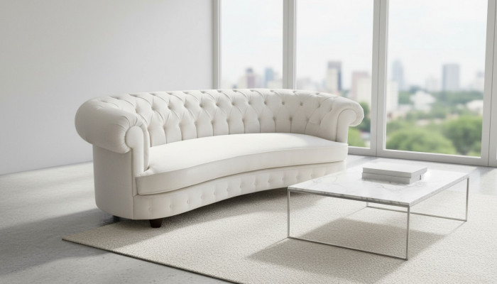 Chesterfield 3 Sëtzer Designer Polster Couch Sofa Sofae Couchen Textil Stoff Neit