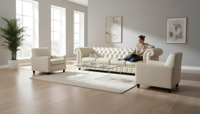 Chesterfield Ecksofa L-Form Stoff Design Canapé Polster Sitz Canapé Textil