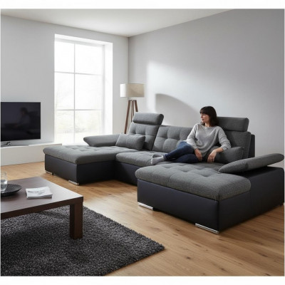 Eckcouch L-Form Canapé Wunnlandschaft Garnitur Schloffunktion Polster Design