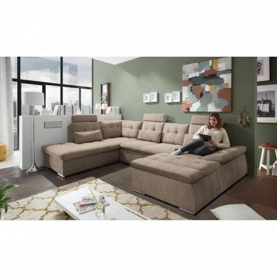 Bettfunktioun Eckssofa U-Form Sofa Canapé Design Canapé Polster Textil Modern