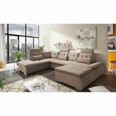 Bettfunktioun Eckssofa U-Form Sofa Canapé Design Canapé Polster Textil Modern
