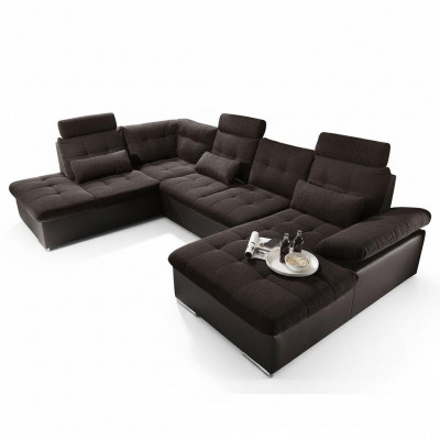 Wunnlandschaft Multifunktioun Canapé Ecksofa U-Form Bettfunktioun Schlof