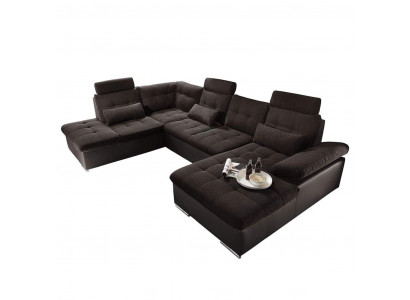 Wunnlandschaft Multifunktioun Canapé Ecksofa U-Form Bettfunktioun Schlof