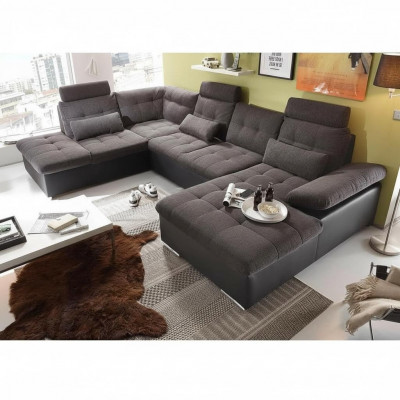 Ecksofa U-Form Sofa Wunnlandschaft Garnitur Bettfunktioun Design Polster