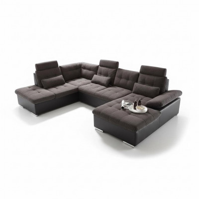 Ecksofa U-Form Sofa Wunnlandschaft Garnitur Bettfunktioun Design Polster