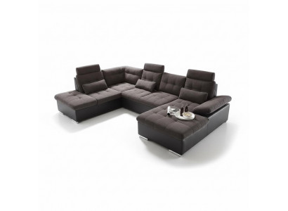 Ecksofa U-Form Sofa Wunnlandschaft Garnitur Bettfunktioun Design Polster