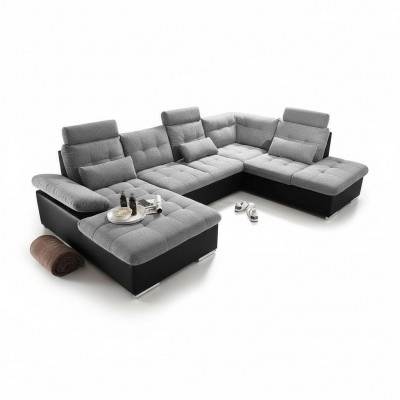 Eckcouch Stoff U-Form Schloffunktion Canapé Design Polster Textil Lieder Eck