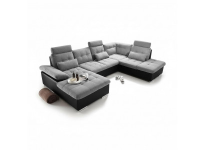 Eckcouch Stoff U-Form Schloffunktion Canapé Design Polster Textil Lieder Eck