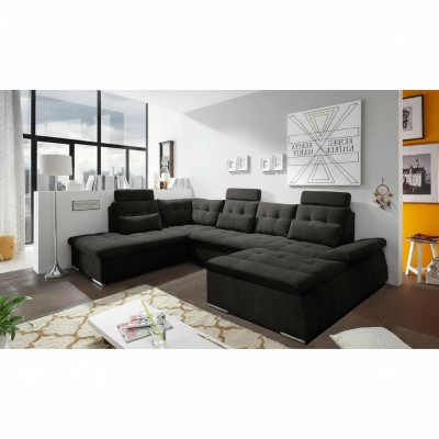 Eckcouch U-Form Couch Design Polster Modern Textil Bettkëscht Bettfunktion