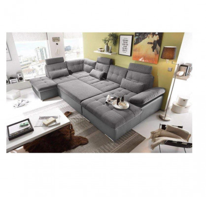 Design Ecksofa Stoff L-Form Schlofffunktioun Couch Polstersëtz Eck Modern