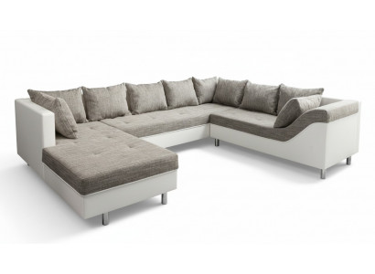 Design Eckcouch U-Form Modern Sofas Canapé Wunnlandschaft Schlofk Bett