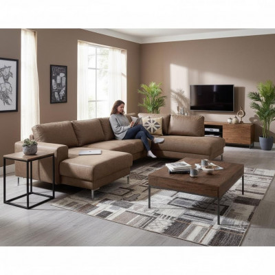 Eck Ecksofa U-Form Wunnlandschaft Sofa Couch Polster Garnitur Vintage