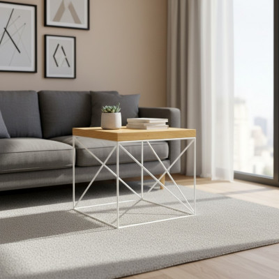 Bäistelltisch Couchtisch Echt Holz Massiv Miwwelen Eech 55x55cm Nei Stillen
