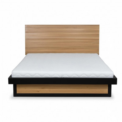 Loft Better 140x200cm Massivt Holz Schlofzëmmer Miwwelen Echt-Holz Bett Eech Metall