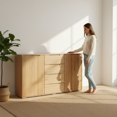 Design Kommode Massivholz Kommoden Schaf Echt Holz Schief Sideboard Schaf
