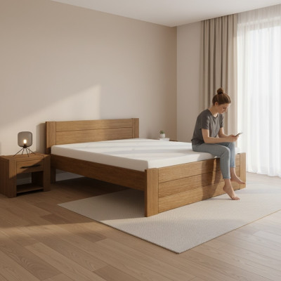 Holzbett Echt Holz Bett Biedem Hotel 200x200 Stil Massiv Miwwelen Schlofzëmmer