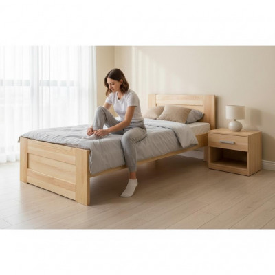Bett Holz Massiiv Schlofzëmmer Better 100x200cm Eenzelbett Massivmiwwel Miwwelen