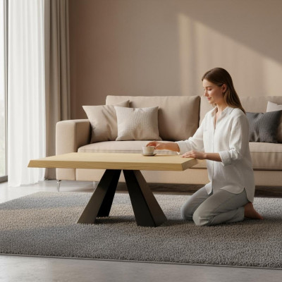 Design Couchdësch Wunnzëmmertisch Sofa Dësch Bäistelltisch Massiv Volholz Holz