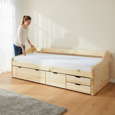 Holzbett Massivt Holz Bett Better Schlofzëmmer Hotel 90x200 Stil Massiv Miwwelen