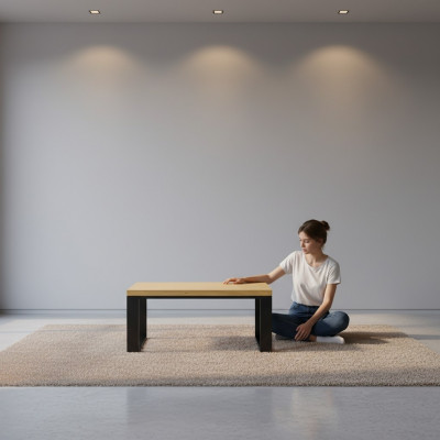 Couchtisch Wohnzëmmerdësch Sofadësch Säitedësch Massiv Vollholz Handaarbecht