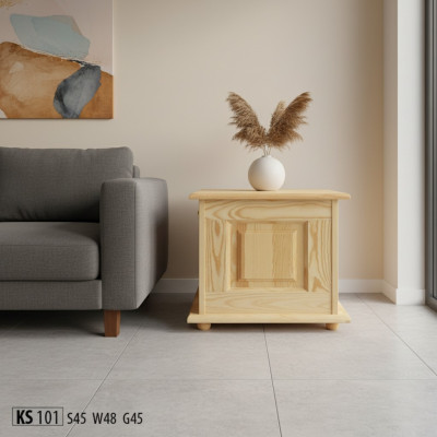 Deko Këscht Massivholzmöbel Holzmiwwel Handwierk Schatull Truhe Massivholz 45x45cm