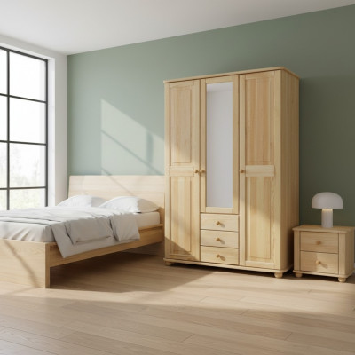 Garde-robe Pin Armoire Massivholz Schlofzëmmerkast Schiefen Landhaus Nei