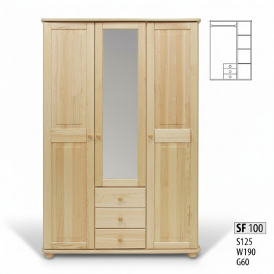 Garde-robe Pin Armoire Massivholz Schlofzëmmerkast Schiefen Landhaus Nei