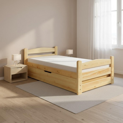 Schlofzëmmer Holzbett Echt Holz Bett Better Hotel 90x200 Stil Massiv Miwwelen