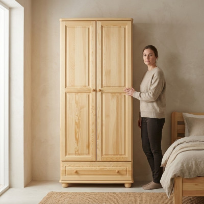 Eechte Holz Massivholz Vollholz Kleederschaf Schaf Schlofzëmmerschaf Nei