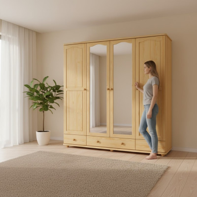 Garderob Schlofkummer Holz Schaf Voll Handaarbecht Vollholz Schaf 4dierg.