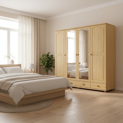 Garderob Schlofkummer Holz Schaf Voll Handaarbecht Vollholz Schaf 4dierg.