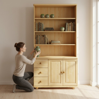 Bicherregal Bicherwand Holzregal Regal Schaf Wandschaf Holz Miwwelen Handaarbecht