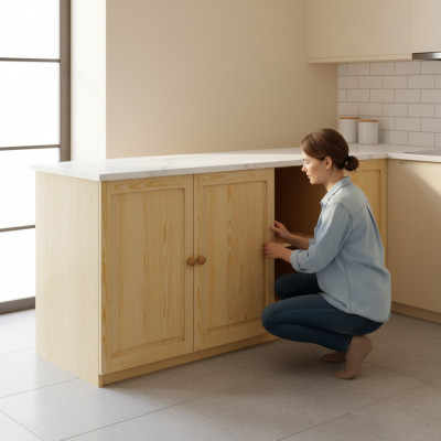 Massivholz Miwwel Wäschbeckenënnerschaf Wäschdësch Ënnerschaf Handaarbecht Holz