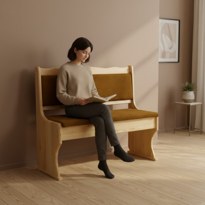 Holzbank Sëtzbank 100 cm Kiefer Vollholz massiiv Miwwel Kiche Bank Echt Holz